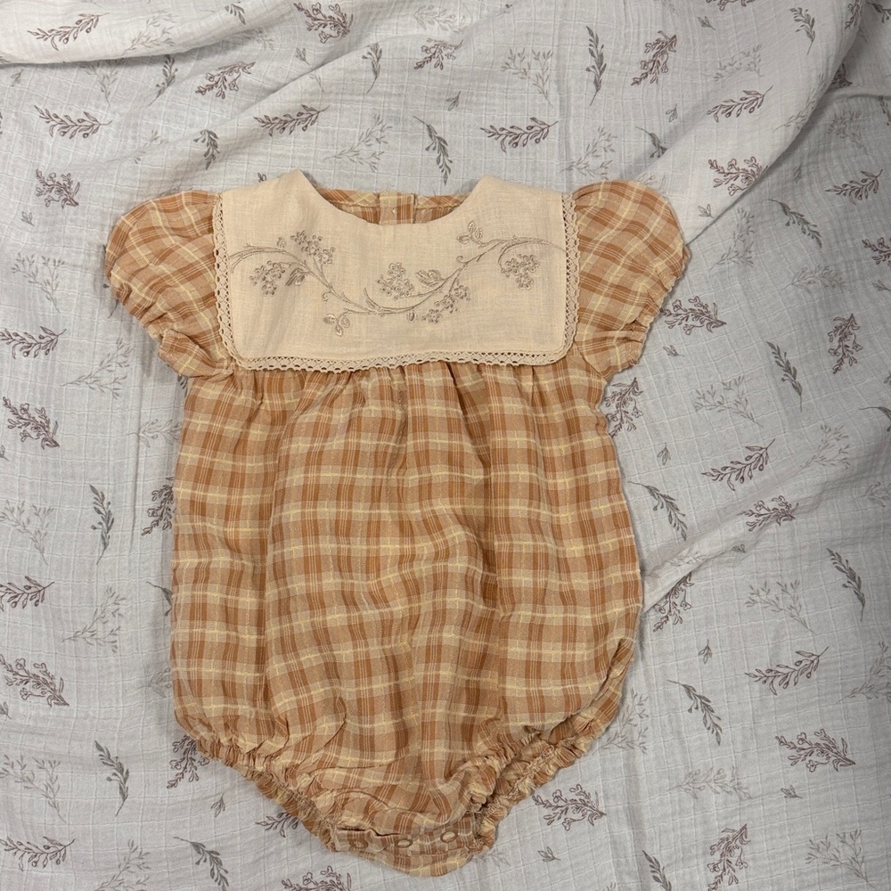 Plaid Beige Kids Bodysuit